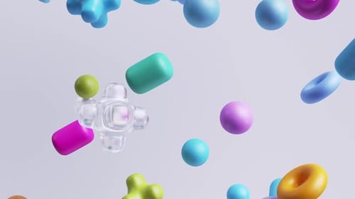 Colorful Abstract 3D Shapes Floating Background Loop