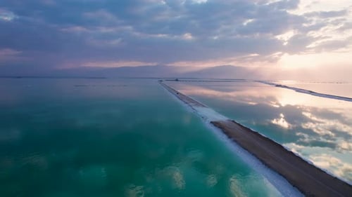 Scenic view in the morning of the sunrise over the Dead Sea