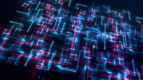 Dynamic Glowing Digital Network Grid Background