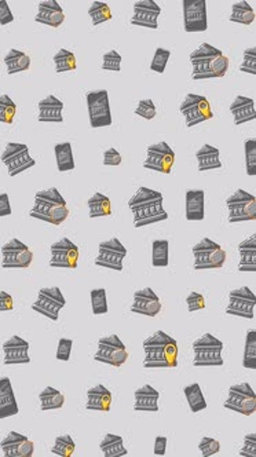 Animated Seamless Loop of Banking and Mobile Technology Icons
