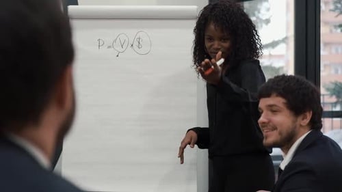 Team Working Together at Office Whiteboard
