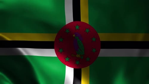 Dominica National Flag Waving Seamless Loop Animation