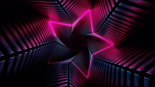 Pink And Cyan Neon Star Spiral Tunnel Background Vj Loop In 4K