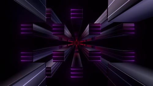 4k Pink Neon Boxes Tunnel