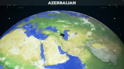Futuristic Earth Globe Zoom Animation to Azerbaijan