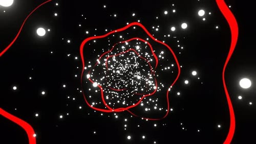 White And Red Astract Flying Glowing Balls Background Vj Loop In 4K