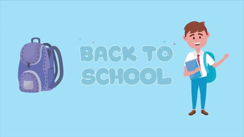 Little Kid with Backpack Preparing to First Day of the School with Back to School Text 4K