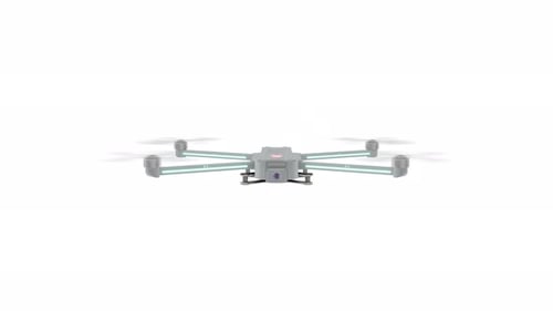 Remotecontrolled Quadcopter with a Builtin Camera in Flight