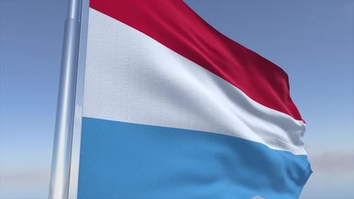 Realistic Waving Flag Animation Against Blue Sky