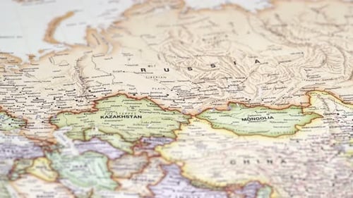 Close Up View of a Political Map of Asia