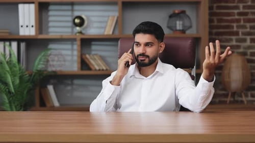 Professional Man Talking on Phone in Office
