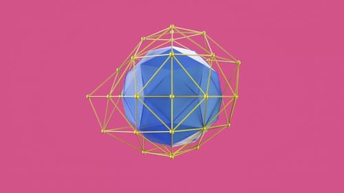 Abstrakter Hintergrund eines 3D-Objekts mit rotierender geometrischer Kugel