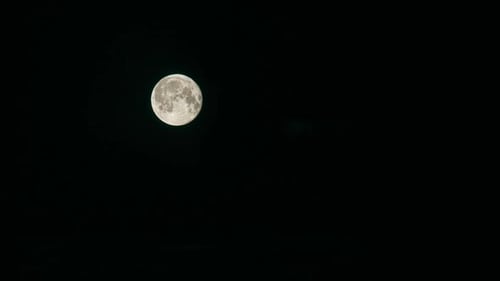 Shining Full Moon in Dark Night Sky