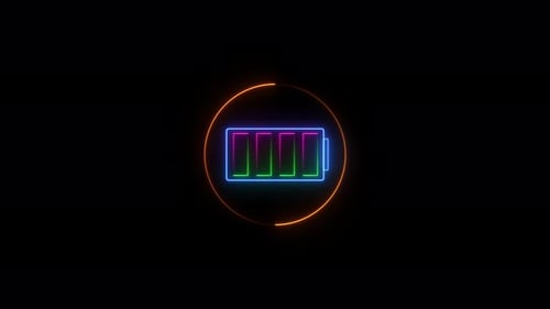 Neon Battery Charging Progress Icon Animation