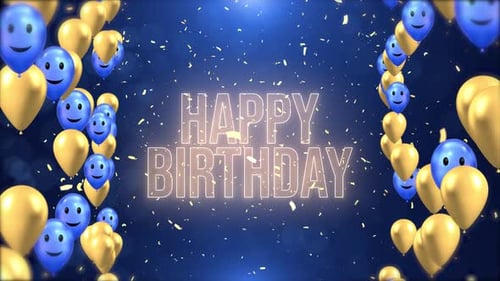 Happy Birthday Typography Design for Greeting Cards and with Balloon Confetti and Gift Box