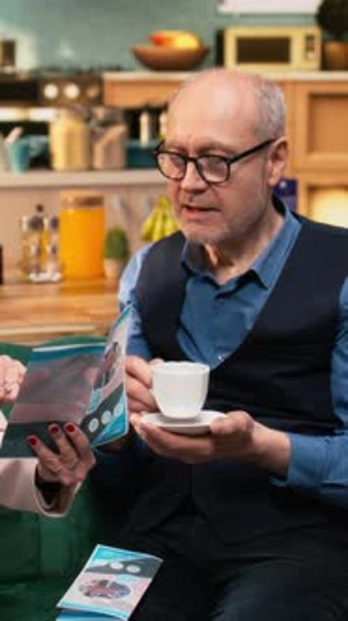 Vertical Video Senior Couple Healthcare Flyer Together at Home Medical Advice