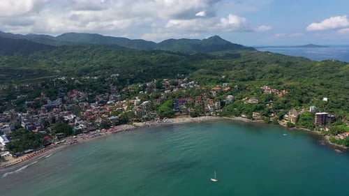 Aerial View of Beach and Tropical Coastline