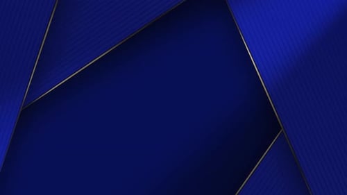 Abstract triangle shape royal blue and gold background video, looping animation
