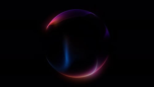 Abstract multicolored sphere with glowing gradient shapes in rotation. Futuristic 4K seamless loop w