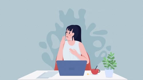 Flat Design Animation of Stressed Person at Office Desk