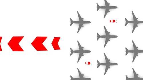 Geometric Airplane Pattern with Dynamic Red Arrows