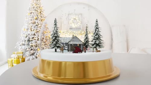 Schneekugel mit lebenden Weihnachtsfiguren im Inneren — Loop
