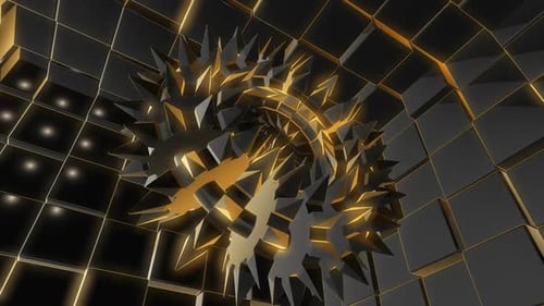Abstract Golden Spiked Sphere Rotating in Dark Geometric Loop