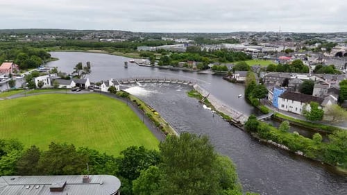 Drone footage of the River Corrib in Galway, Ireland