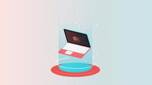2D-Computer mit digitalen Icons 4k
