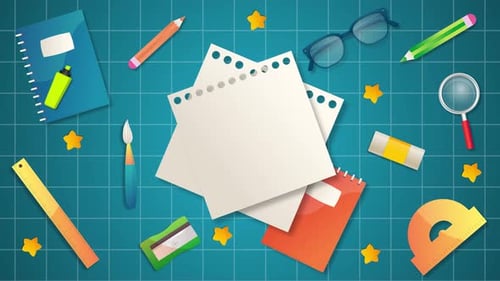 School Elements Note Book Kids Background Animation