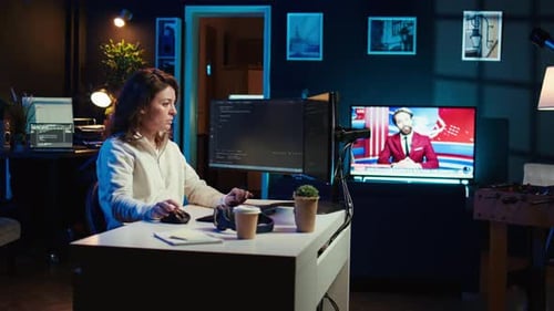 Empleado de TI remoto que escribe en el teclado para aumentar la seguridad de los datos