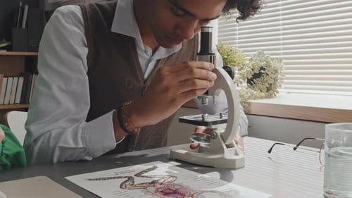 Black Guy Using Microscope