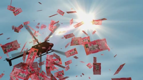 Dominican Peso DOP 1000 banknotes helicopter money dropping
