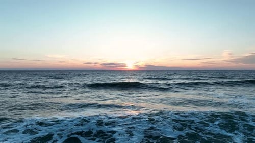 Sea Waves with Foam Near the Shore