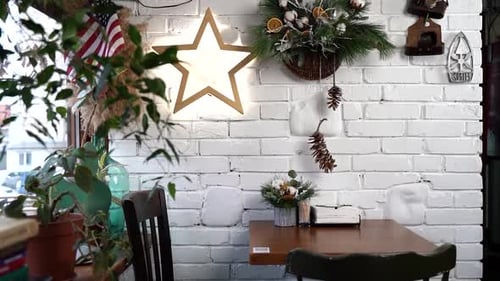 A table in a restaurant with decorations