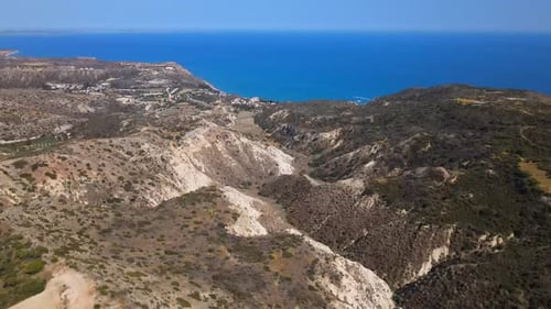Mountains and sea. View from above on the panorama of the Mediterranean.