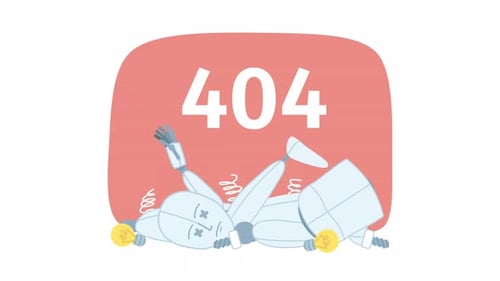 Animierter 404-Fehler bei beschädigtem Roboter