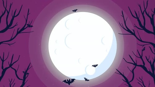 Happy Halloween Spooky Night with Flying Bats