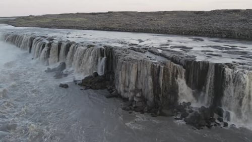 Aerial view of Dettifoss waterfall in Iceland.