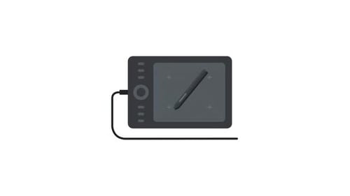 Flat Design Graphic Tablet with Stylus Animation