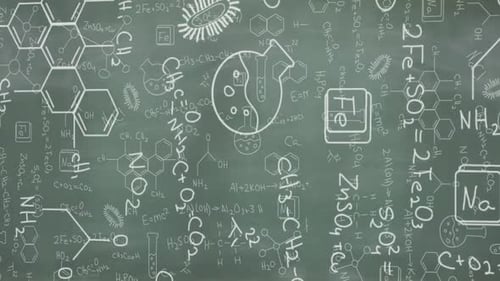 Animation of mathematical and scientific drawings and formulae on blackboard