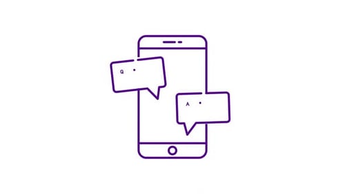 Animated Line Icon Revealing Mobile Q&A Chat