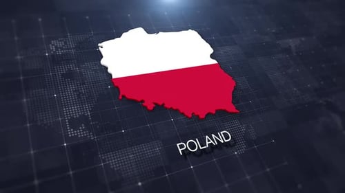 Animated 3D Map of Poland with National Flag