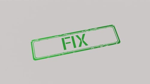 Animated Wooden Stamp Impression Revealing 'FIX' Text
