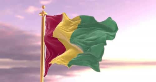 Waving Guinea Flag in Realistic Motion