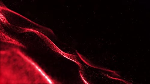Dynamic Glowing Red Particle Waves Abstract Background