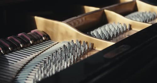Inside View of a Grand Piano Mechanics