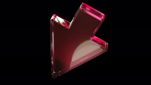 3D Glossy Red Glass Downward Arrow Icon