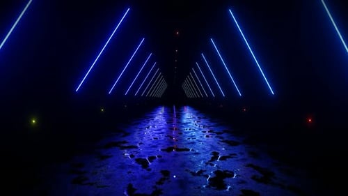 Blue Neon Light Tunnel