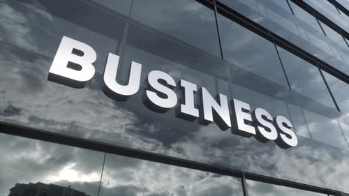Business Sign on Glass Building